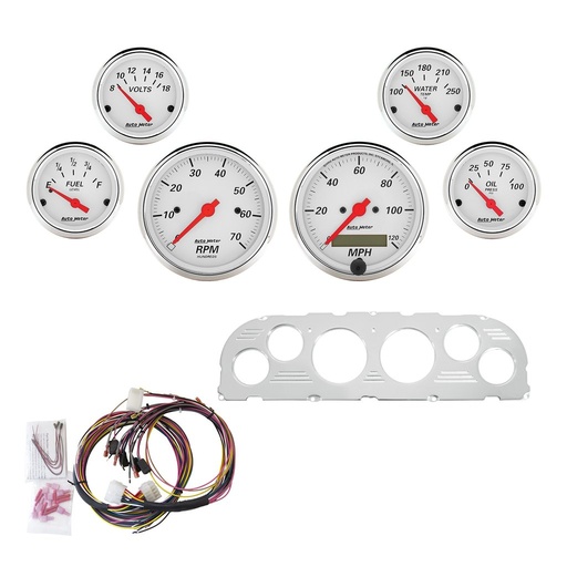 [ATM-7047-AW] AutoMeter 6 GAUGE DIRECT-FIT DASH KIT, CHEVY TRUCK 60-63, ARCTIC WHITE