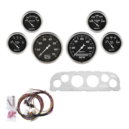 [ATM-7047-OTB] AutoMeter 6 GAUGE DIRECT-FIT DASH KIT, CHEVY TRUCK 60-63, OLD TYME BLACK