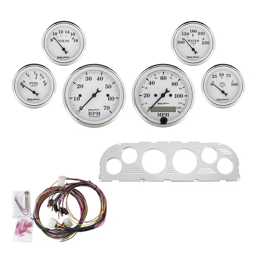 [ATM-7047-OTW] AutoMeter 6 GAUGE DIRECT-FIT DASH KIT, CHEVY TRUCK 60-63, OLD TYME WHITE