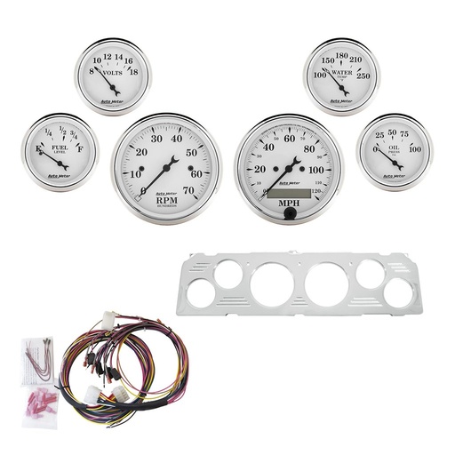 [ATM-7043-OTW] AutoMeter 6 GAUGE DIRECT-FIT DASH KIT, CHEVY TRUCK 64-66, OLD TYME WHITE