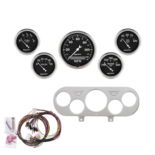 [ATM-7044-OTB] AutoMeter 5 GAUGE DIRECT-FIT DASH KIT, NOVA 62-65, OLD TYME BLACK