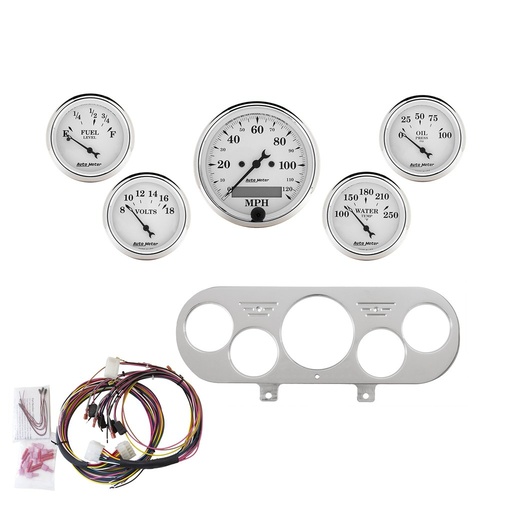 [ATM-7044-OTW] AutoMeter 5 GAUGE DIRECT-FIT DASH KIT, NOVA 62-65, OLD TYME WHITE
