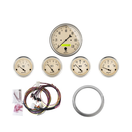[ATM-7034-AB] AutoMeter 5 GAUGE DIRECT-FIT DASH KIT, CHEVY CAR 59-60, ANTIQUE BEIGE