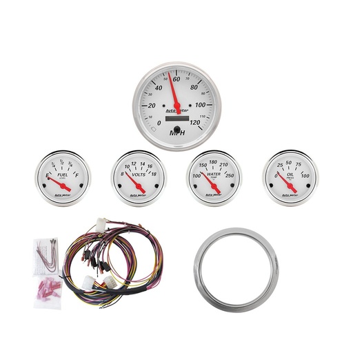 [ATM-7034-AW] AutoMeter 5 GAUGE DIRECT-FIT DASH KIT, CHEVY CAR 59-60, ARCTIC WHITE