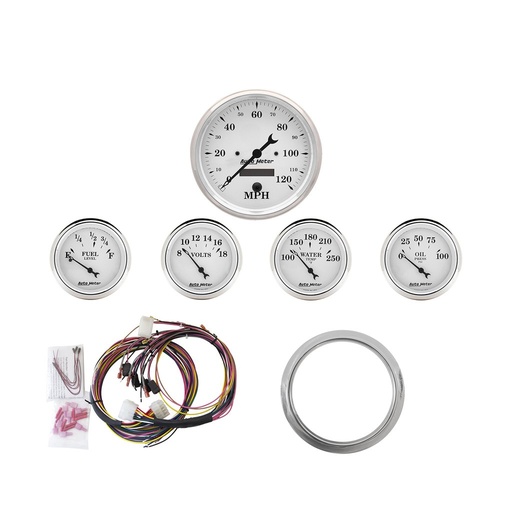 [ATM-7034-OTW] AutoMeter 5 GAUGE DIRECT-FIT DASH KIT, CHEVY CAR 59-60, OLD TYME WHITE