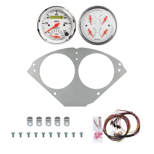 [ATM-2953-03] AutoMeter 2 GAUGE DIRECT-FIT DASH KIT, CHEVY CAR 55-56, ARCTIC WHITE