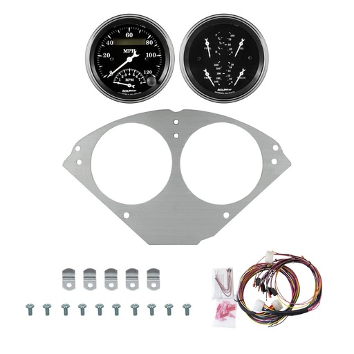 [ATM-2953-07] AutoMeter 2 GAUGE DIRECT-FIT DASH KIT, CHEVY CAR 55-56, OLD TYME BLACK
