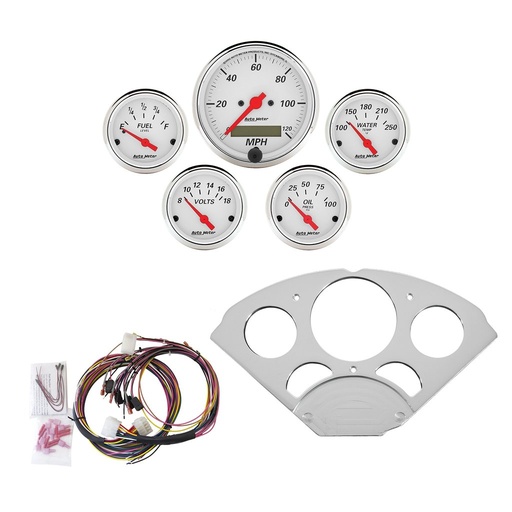 [ATM-7033-AW] AutoMeter 5 GAUGE DIRECT-FIT DASH KIT, CHEVY CAR 55-56, ARCTIC WHITE