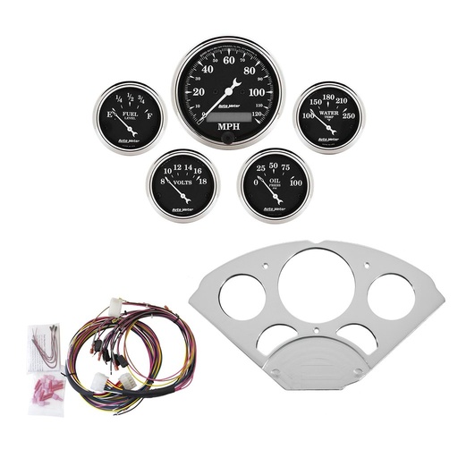 [ATM-7033-OTB] AutoMeter 5 GAUGE DIRECT-FIT DASH KIT, CHEVY CAR 55-56, OLD TYME BLACK