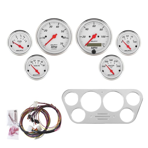 [ATM-7048-AW] AutoMeter 6 GAUGE DIRECT-FIT DASH KIT, FORD TRUCK 53-55, ARCTIC WHITE