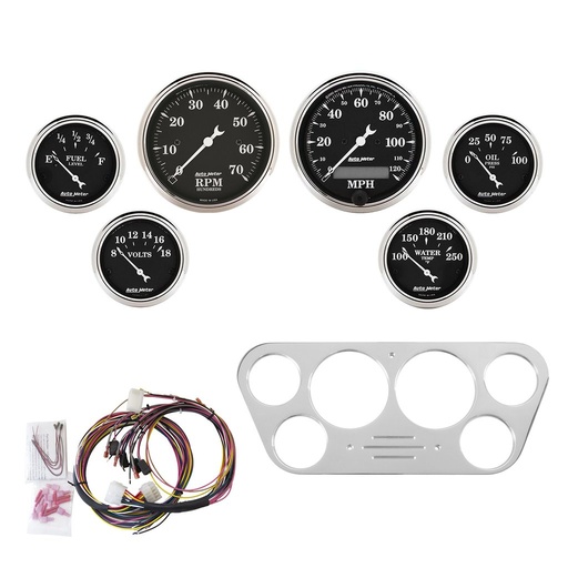 [ATM-7048-OTB] AutoMeter 6 GAUGE DIRECT-FIT DASH KIT, FORD TRUCK 53-55, OLD TYME BLACK