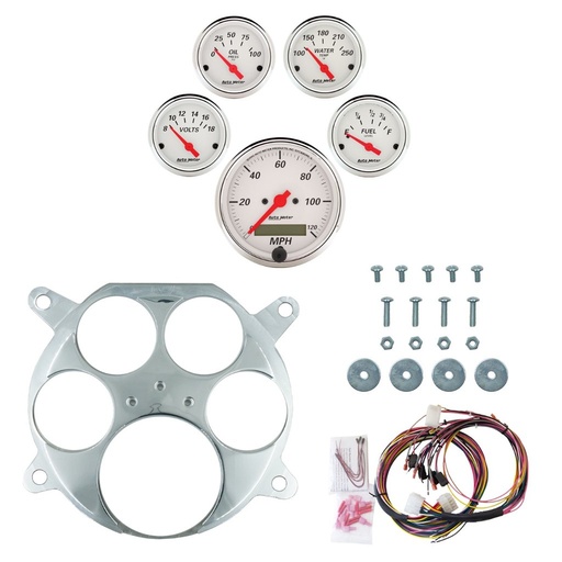 [ATM-2959-03] AutoMeter 5 GAUGE DIRECT-FIT DASH KIT, FORD TRUCK 61-66, ARCTIC WHITE