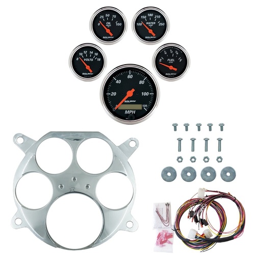 [ATM-2959-06] AutoMeter 5 GAUGE DIRECT-FIT DASH KIT, FORD TRUCK 61-66, DESIGNER BLACK