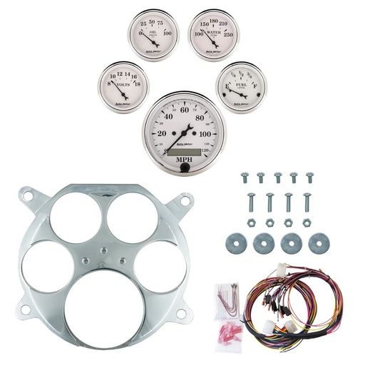 [ATM-2959-08] AutoMeter 5 GAUGE DIRECT-FIT DASH KIT, FORD TRUCK 61-66, OLD TYME WHITE
