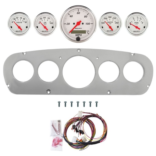 [ATM-2960-03] AutoMeter 5 GAUGE DIRECT-FIT DASH KIT, FORD TRUCK 65-66, ARCTIC WHITE