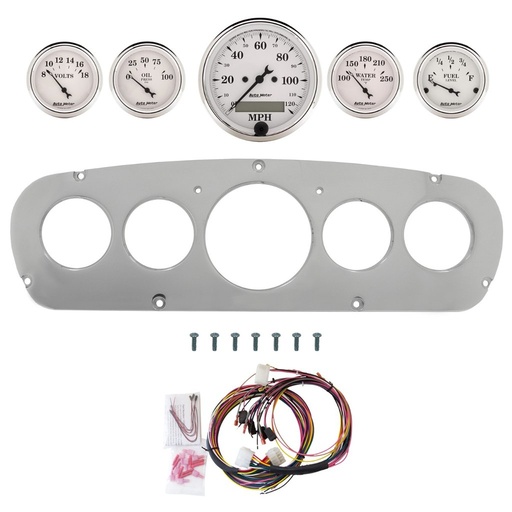 [ATM-2960-08] AutoMeter 5 GAUGE DIRECT-FIT DASH KIT, FORD TRUCK 65-66, OLD TYME WHITE