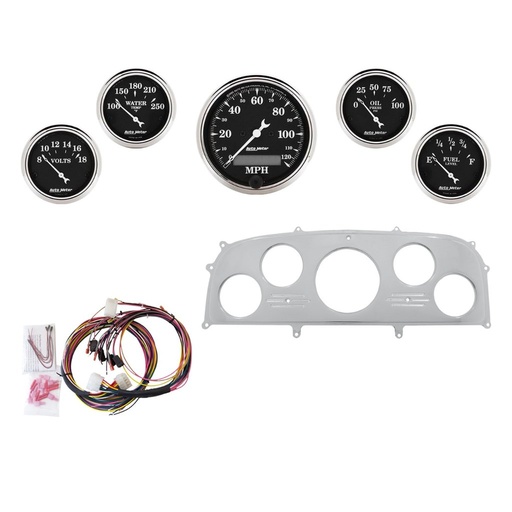 [ATM-2968-07] AutoMeter 5 GAUGE DIRECT-FIT DASH KIT, FORD GALAXIE 59, OLD TYME BLACK