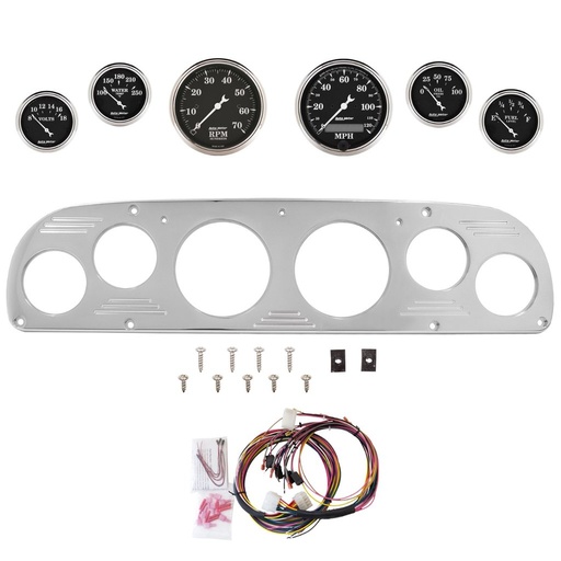 [ATM-2957-07] AutoMeter 6 GAUGE DIRECT-FIT DASH KIT, FORD TRUCK 57-60, OLD TYME BLACK