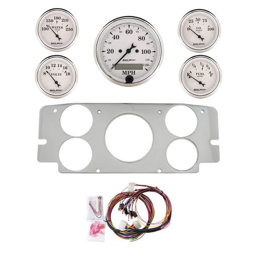 [ATM-2955-08] AutoMeter 5 GAUGE DIRECT-FIT DASH KIT, FORD TRUCK 57-60, OLD TYME WHITE