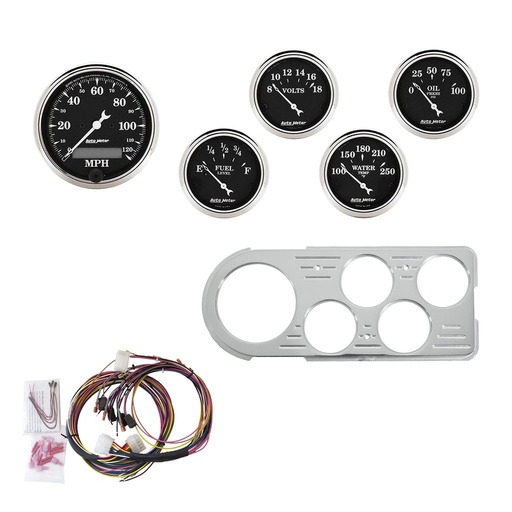 [ATM-7046-OTB] AutoMeter 5 GAUGE DIRECT-FIT DASH KIT, FORD TRUCK 48-50, OLD TYME BLACK
