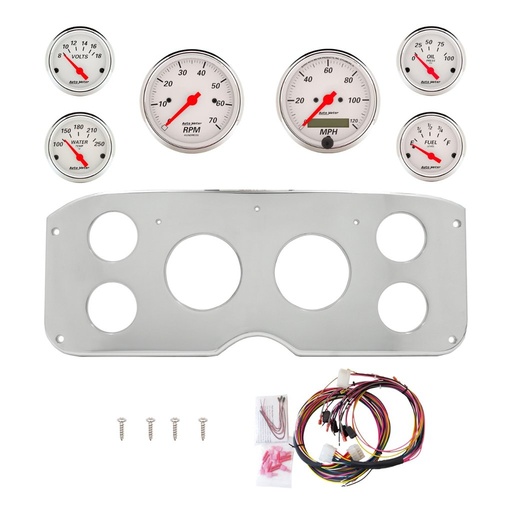 [ATM-2944-03] AutoMeter 6 GAUGE DIRECT-FIT DASH KIT, GMC TRUCK 55-59, ARCTIC WHITE