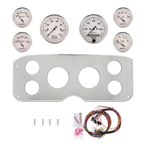 [ATM-2944-08] AutoMeter 6 GAUGE DIRECT-FIT DASH KIT, GMC TRUCK 55-59, OLD TYME WHITE