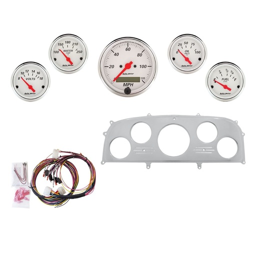 [ATM-2968-03] AutoMeter 5 GAUGE DIRECT-FIT DASH KIT, FORD GALAXIE 59, ARCTIC WHITE
