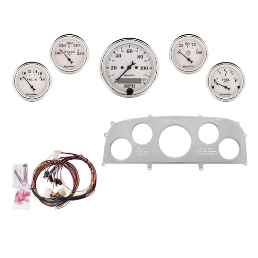 [ATM-2968-08] AutoMeter 5 GAUGE DIRECT-FIT DASH KIT, FORD GALAXIE 59, OLD TYME WHITE