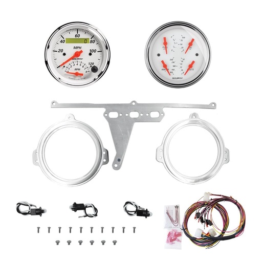 [ATM-2971-03] AutoMeter 2 GAUGE DIRECT FIT DASH KIT, FORD FALCON 66-67, ARCTIC WHITE