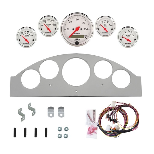 [ATM-2963-03] AutoMeter 5 GAUGE DIRECT-FIT DASH KIT, FORD FAIRLANE 57, ARCTIC WHITE