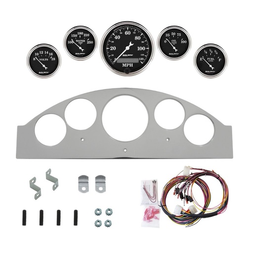 [ATM-2963-07] AutoMeter 5 GAUGE DIRECT-FIT DASH KIT, FORD FAIRLANE 57, OLD TYME BLACK
