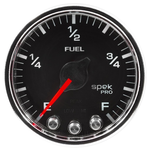 [ATM-P31231] AutoMeter 2-1/16" FUEL LEVEL, PROGRAMMABLE 0-300 Ω, STEPPER MOTOR, SPEK-PRO, BLACK DIAL, CHROME BEZEL, CLEAR LENS