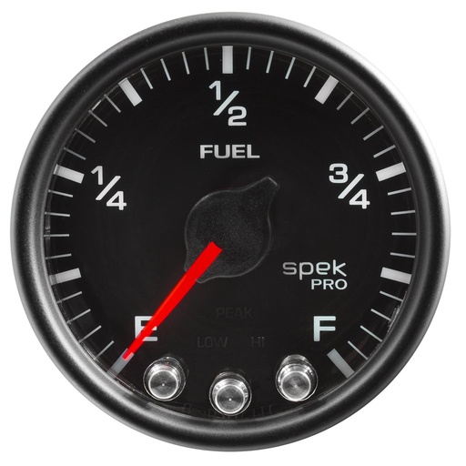 [ATM-P31232] AutoMeter 2-1/16" FUEL LEVEL, PROGRAMMABLE 0-300 Ω, STEPPER MOTOR, SPEK-PRO, BLACK DIAL, BLACK BEZEL, CLEAR LENS