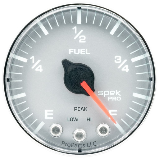[ATM-P312218] AutoMeter 2-1/16" FUEL LEVEL, PROGRAMMABLE 0-300 Ω, STEPPER MOTOR, SPEK-PRO, SILVER DIAL, CHROME BEZEL, FLAT ANTIGLARE LENS