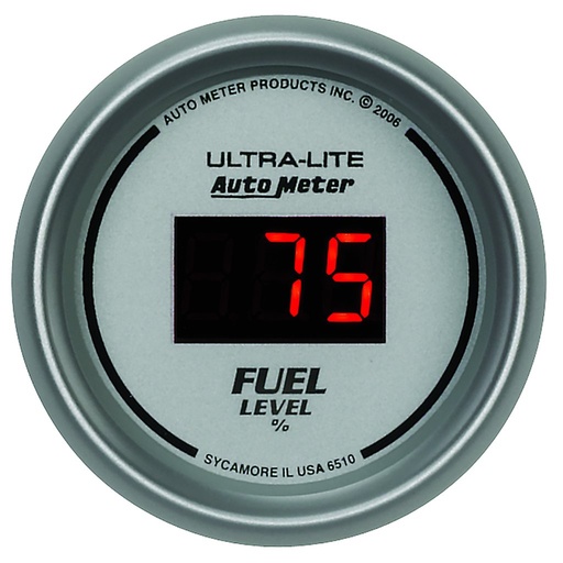 [ATM-6510] AutoMeter 2-1/16" FUEL LEVEL, PROGRAMMABLE 0-280 Ω, DIG. SILVER