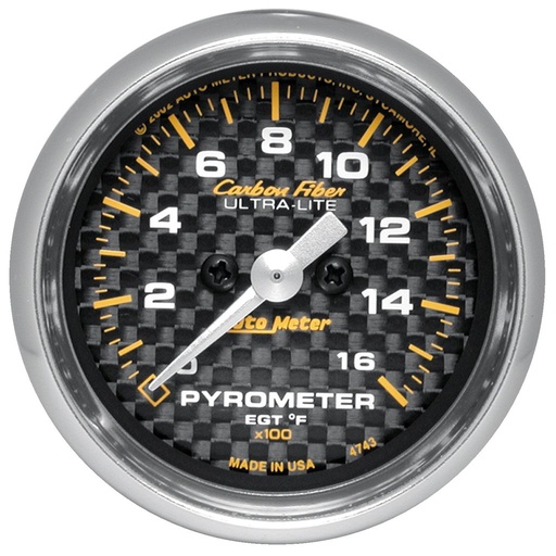 [ATM-4744] AutoMeter 2-1/16" PYROMETER, 0-1600 °F, STEPPER MOTOR, CARBON FIBER