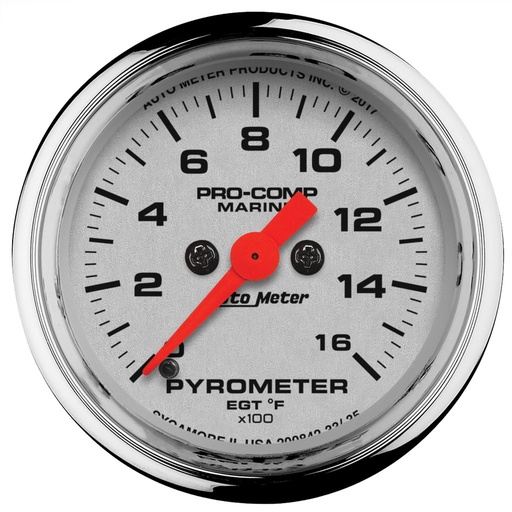 [ATM-200842-35] AutoMeter 2-1/16" PYROMETER, 0-1600 °F, STEPPER MOTOR, MARINE CHROME