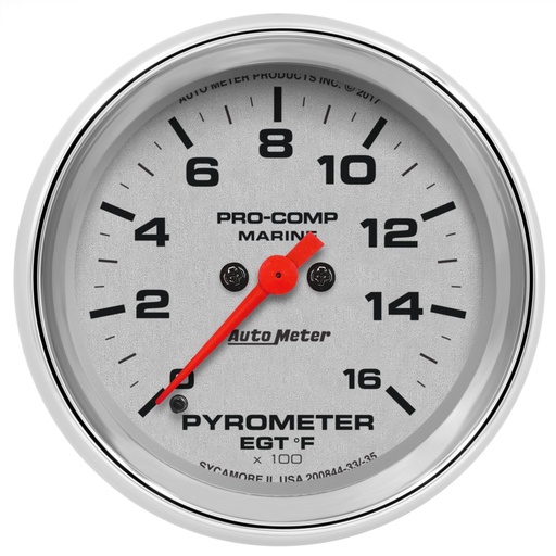 [ATM-200844-35] AutoMeter 2-5/8" PYROMETER, 0-1,600 °F, MARINE CHROME