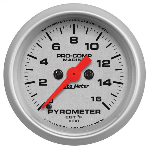 [ATM-200842-33] AutoMeter 2-1/16" PYROMETER, 0-1600 °F, STEPPER MOTOR, MARINE SILVER