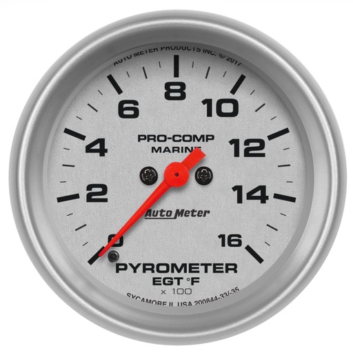 [ATM-200844-33] AutoMeter 2-5/8" PYROMETER, 0-1,600 °F, MARINE SILVER