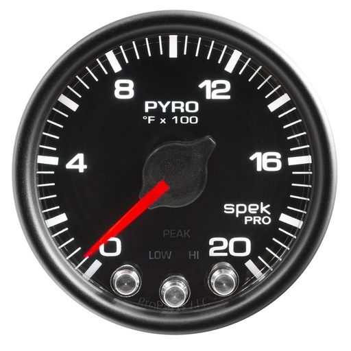[ATM-P31032] AutoMeter 2-1/16" PYROMETER, 0-2000 °F, STEPPER MOTOR, SPEK-PRO, BLACK DIAL, BLACK BEZEL, CLEAR LENS