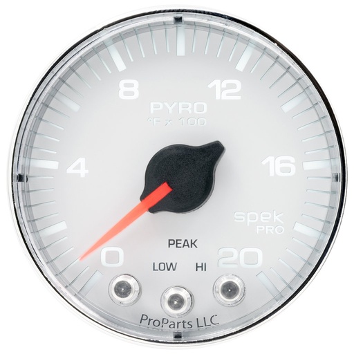 [ATM-P310118] AutoMeter 2-1/16" PYROMETER, 0-2000 °F, STEPPER MOTOR, SPEK-PRO, WHITE DIAL, CHROME BEZEL, FLAT ANTIGLARE LENS