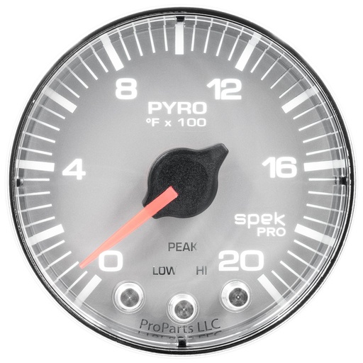 [ATM-P310218] AutoMeter 2-1/16" PYROMETER, 0-2000 °F, STEPPER MOTOR, SPEK-PRO, SILVER DIAL, CHROME BEZEL, FLAT ANTIGLARE LENS