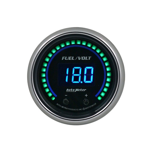 [ATM-6709-CB] AutoMeter 2-1/16" TWO CHANNEL FUEL LEVEL / VOLTMETER, 0-100%/8-18V, COBALT ELITE DIGITAL
