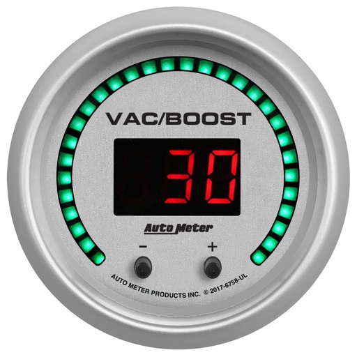 [ATM-6758-UL] AutoMeter 2-1/16" TWO CHANNEL VAC/BOOST / FLUID PRESSURE, SELECTABLE SCALE PSI / BAR, ULTRA-LITE ELITE DIGITAL