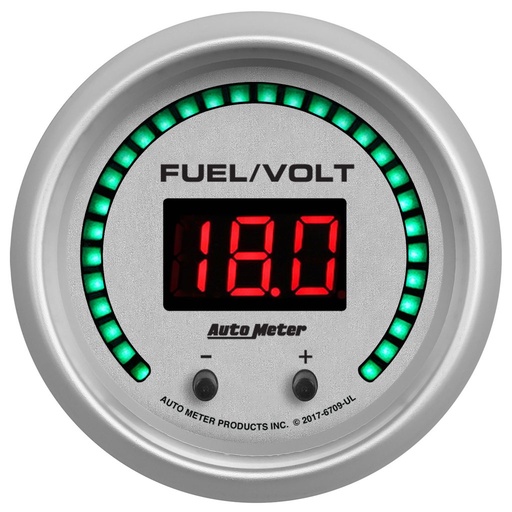 [ATM-6709-UL] AutoMeter 2-1/16" TWO CHANNEL FUEL LEVEL / VOLTMETER, 0-100%/8-18V, ULTRA-LITE ELITE DIGITAL