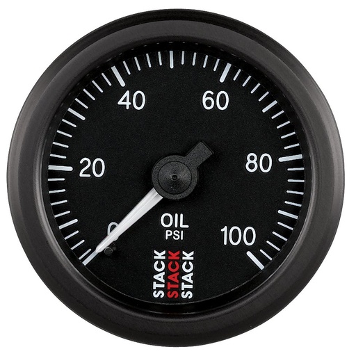 [ATM-ST3102] AutoMeter OIL PRESS, 52MM, BLACK, 0-100 PSI, MECHANICAL, 1/8" NPTF (M)