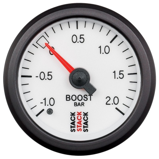 [ATM-ST3161] AutoMeter 52MM, BOOST PRESS, -1 TO +2 BAR, MECHANICAL, STACK WHT