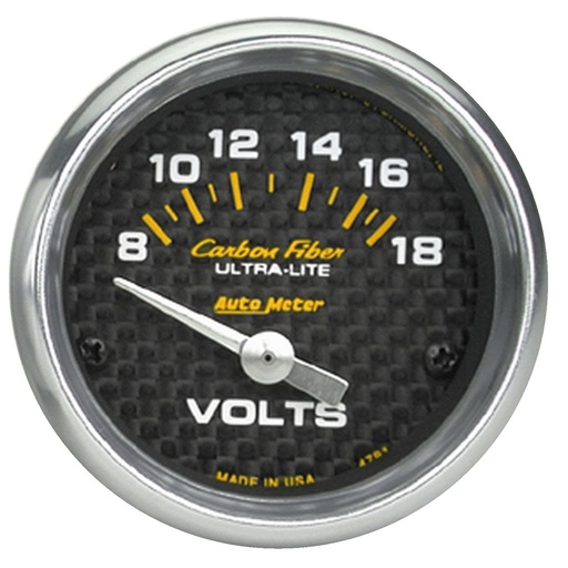 [ATM-4791] AutoMeter 2-1/16" VOLTMETER, 8-18V, AIR-CORE, CARBON FIBER