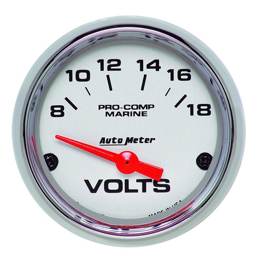 [ATM-200756-35] AutoMeter 2-1/16" VOLTMETER, 8-18V, AIR-CORE, MARINE CHROME